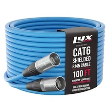 LyxPro CAT6 Shielded Ethercon RJ45 Xlr Cable - Male to Male, 100 feet, Blue