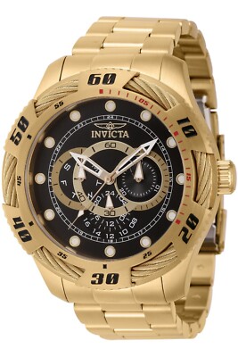 50mm INVICTA SPEEDWAY GOLD & BLACK DAY-DATE-24HR 45754 WATCH for