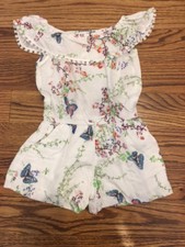 ZARA KIDS Girls Butterfly Print Romper Jumpsuit One Piece Sz 4 Nice
