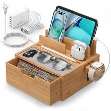 Multi-Device Charging Station Dock & Organizer, with Power Supply (5 Ports HU...