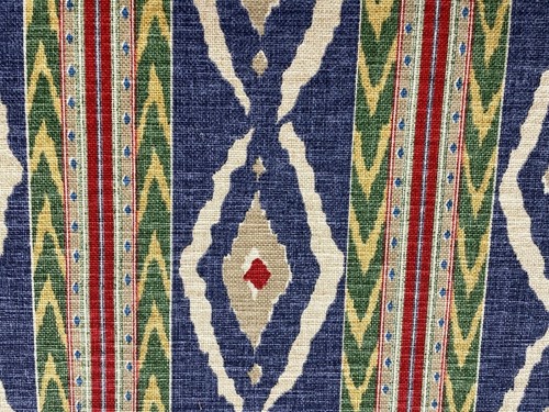 Santana Ikat Midnight Blue Linen Fabric Curtain Upholstery Blind - Picture 5 of 7