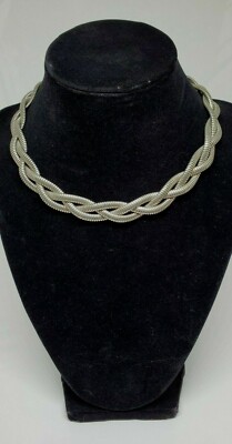 Vintage Signed Coro Silver Tone Choker Necklace 15'' 