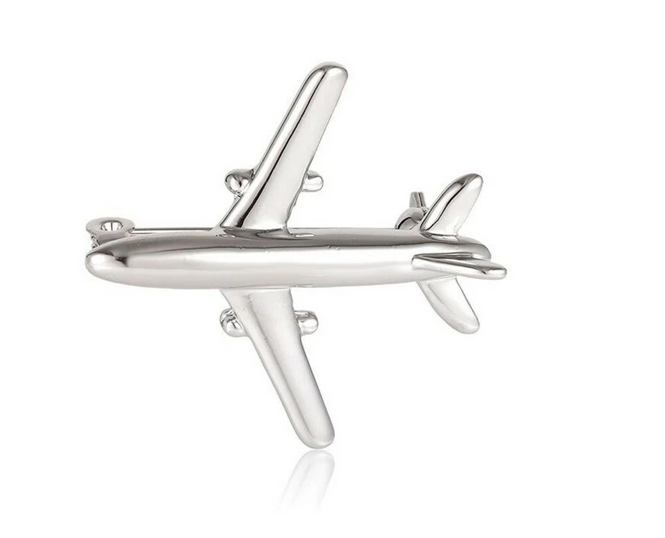 Spilla gioiello acciaio argento aereo di linea. - Immagine 2 di 3