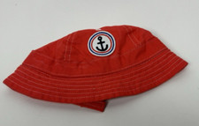 JANIE JACK Red Hat 6-12 Sun Linen Anchor Hat Baby Boys Girl 6 9 12 Mo Nautical