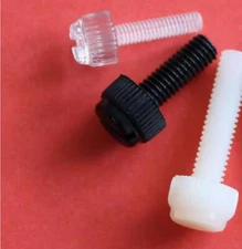 M3 M4 M5 M6 M8 Nylon Plastic PA66 Thumb screw Knurled +Slotted Black White Clean
