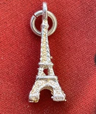 Vintage 1 in Eiffel Tower Paris France City of Love Amore Silver Charm ❤️blt10m4