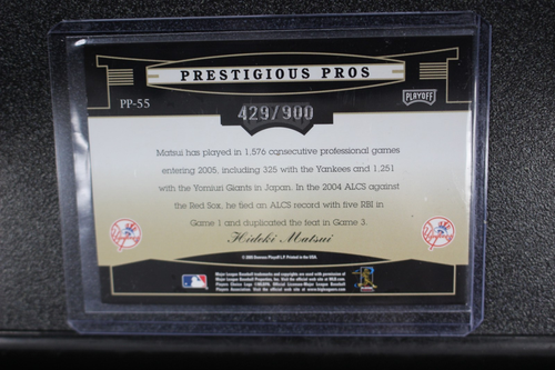 Tarjeta de inserción azul Playoff Prestige Hideki Matsui Prestigious Pros 2005/900 - Imagen 2 de 2