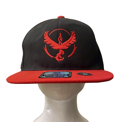 Pokémon Go Team Valor Moltres Headlines Black Red Snapback Hat Cap