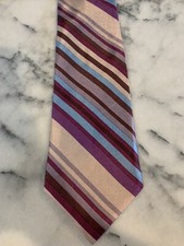 Striped Thin Lightweight Colorful Purple Pink Blue Striped Tie Machine Washable