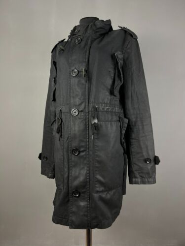 Burberry London Parka Jacket Full Zip Hooded Long Sleeve Black Size L