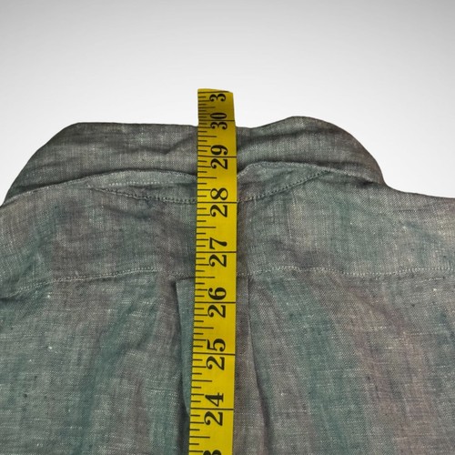 Brooks Brother Shirt Mens Large Linen Short Sleeve Button Down Solid Blue - Picture 5 of 6