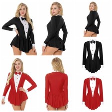 Womens Dress Costume Bodysuit Party Dress Up Leotard One Piece Catsuit Tuxedo