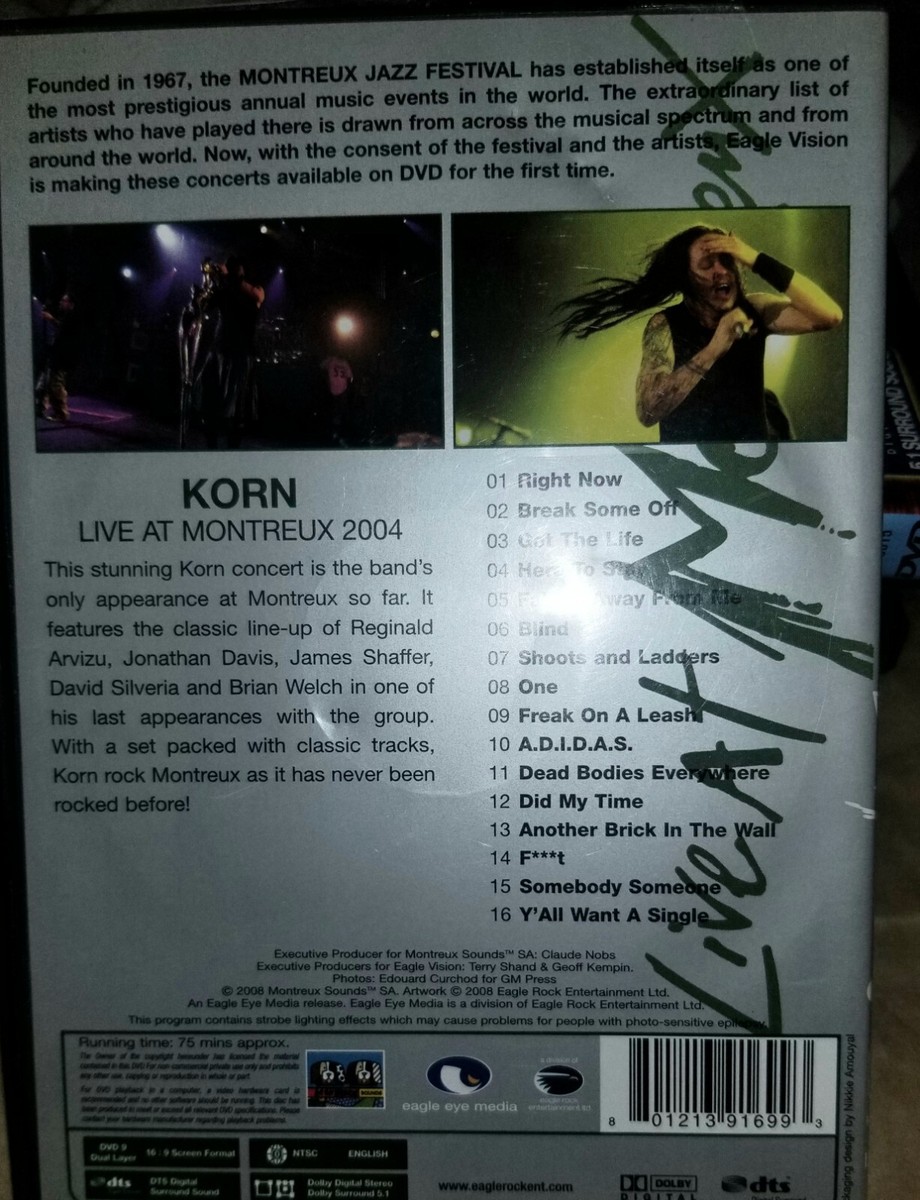 Korn - Live At Montreux 2004 (DVD, 2008)📀 DISC IN VERY GOOD COND