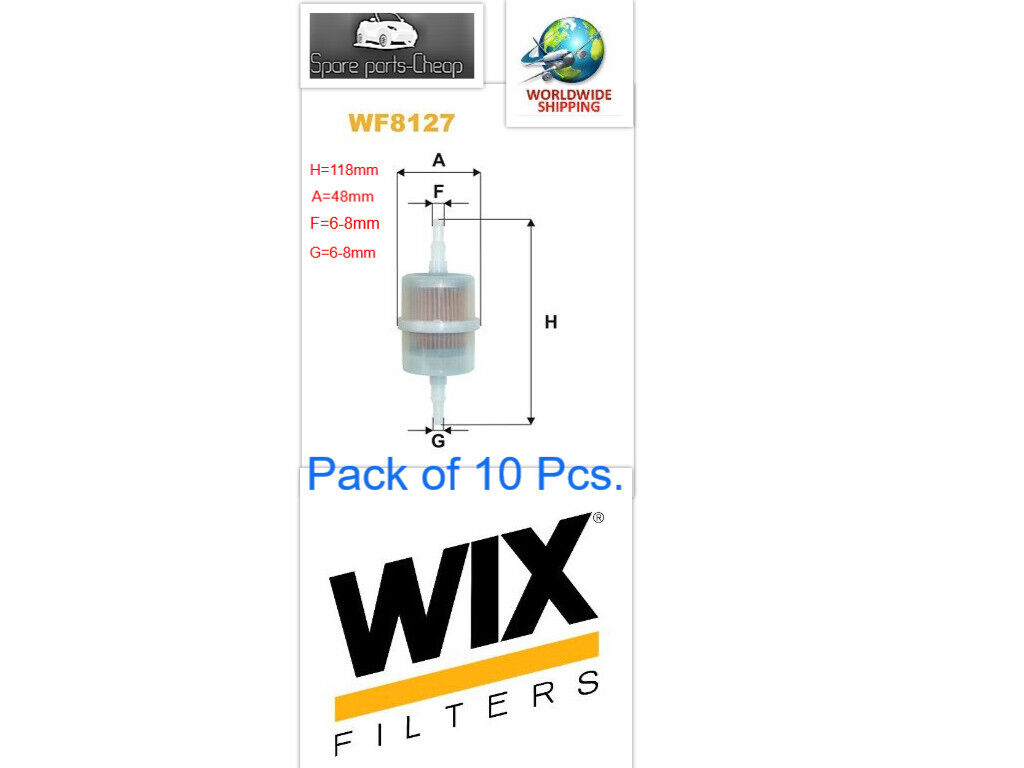10 x Espar Eberspacher Webasto heater inline fuel filter WIX WF8127 