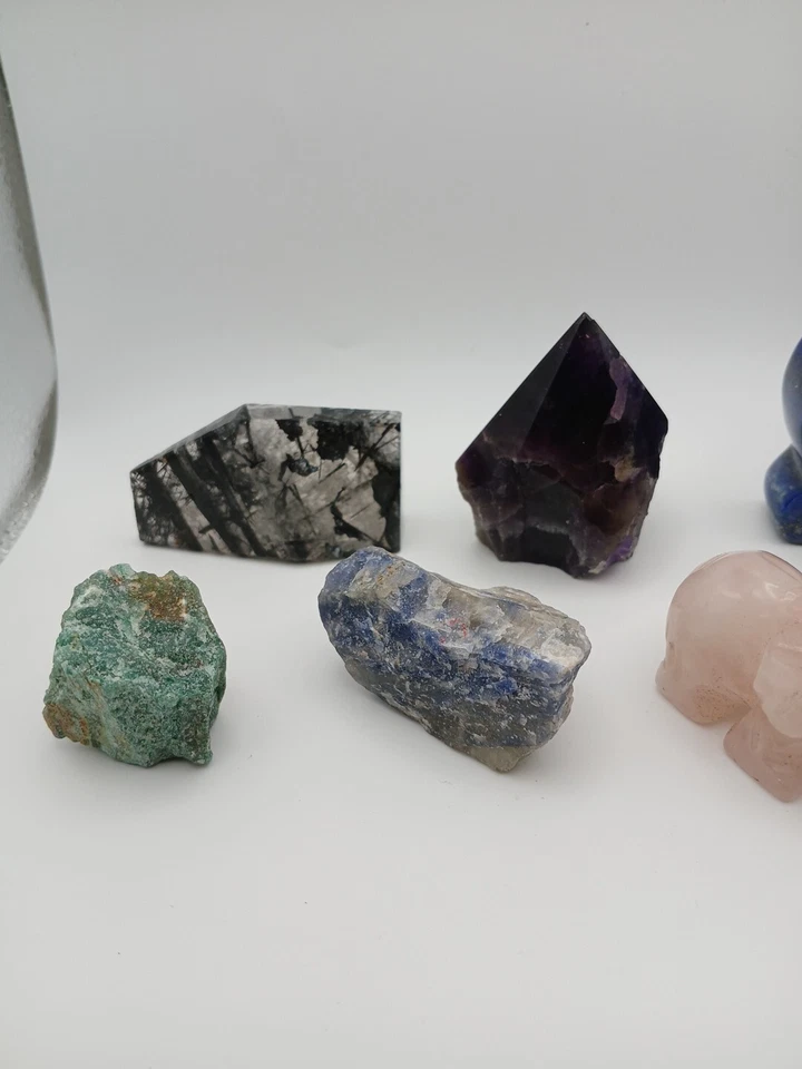 Precocious Natural Gemstones Lot,Amethyst, Saphire,lapis,rose quartz,tourmaline - Image 4 of 4