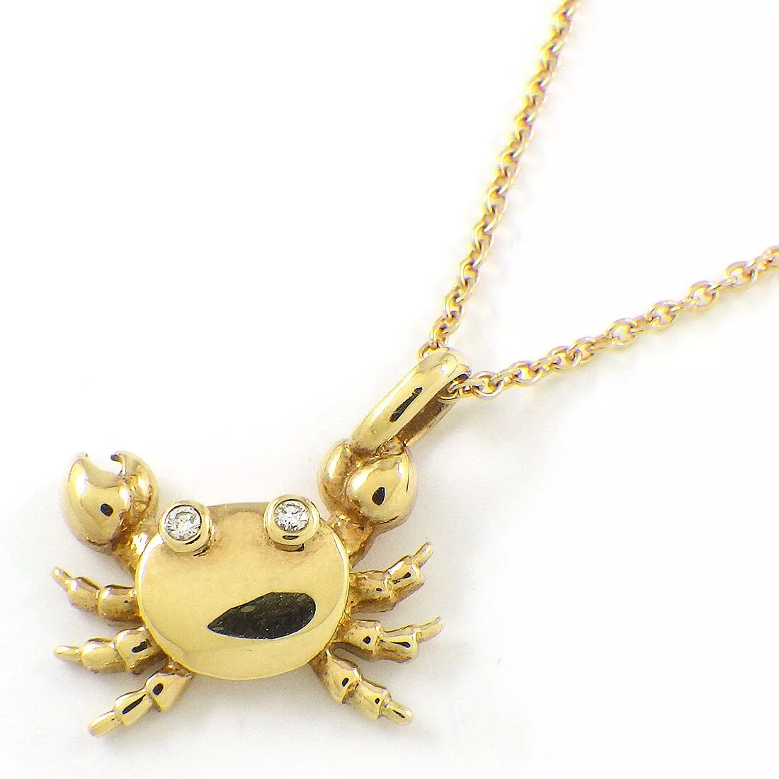 Tiffany Co. Necklace Crab motif Rare Diamond 750 18K Yellow Gold