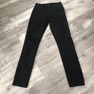 BDG Jeans Urban Outfitters Twig High Rise Black Size 25 Distressed Knees Stretch