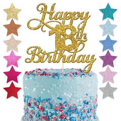 Happy 18. Glitzer Geburtstag Party Tortenaufleger 18 Deko Tochter Sohn