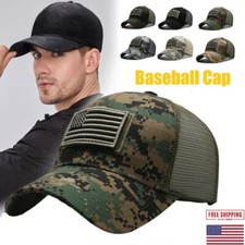 American Flag Men Hat Baseball Cap Breathable Patch Mesh Tactical Army Caps