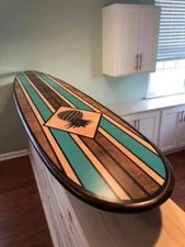 GORGEOUS 7 Ft Wood Surfboard Table Bar Top Custom Shower Wall Art