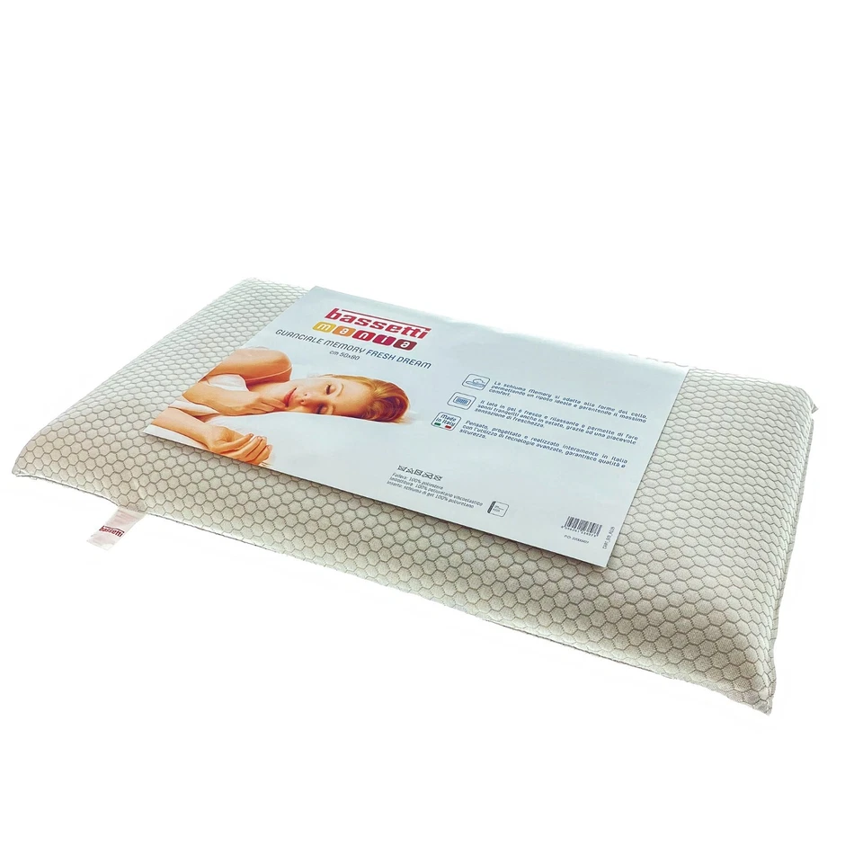 Guanciale Bassetti Memory Water-Gel Cuscino in Lattice Made in Italy puro cotone - Immagine 2 di 4