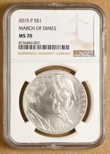 2015 P March of Dimes Commemorative Silver Dollar NGC MS70