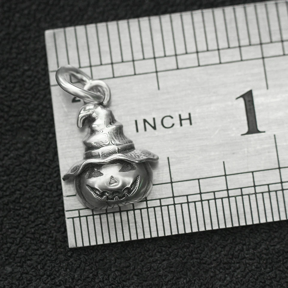 Sombrero de bruja mago calabaza colgante colgante en plata de ley 925 Halloween Foto 3 de 4