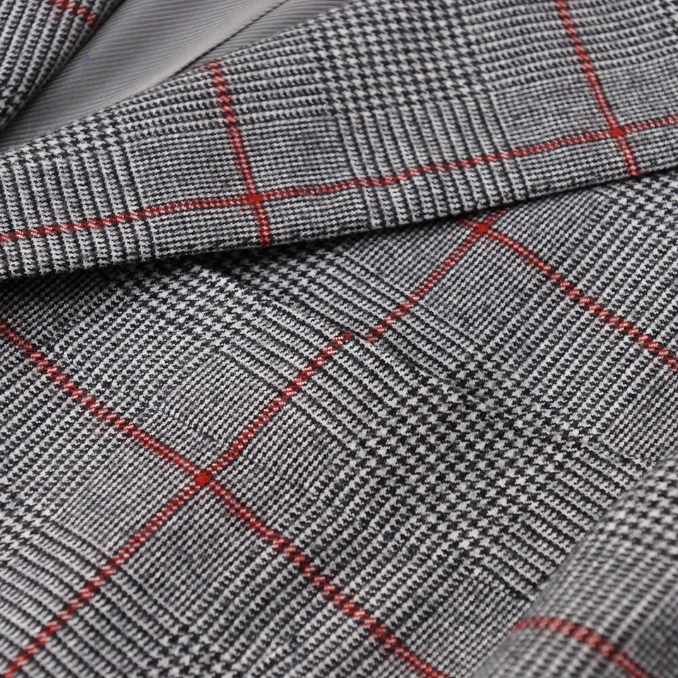 Nuevo con etiquetas $6500 Traje de Lana Cesare Attolini Gris-Rojo Cuadros Super 150s 38 R (UE 48) Foto 4 de 4