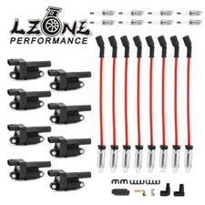 8Pack Ignition Coil and Spark Plug+ Wire For GMC Chevy Silverado 1500 Tahoe 5.3L