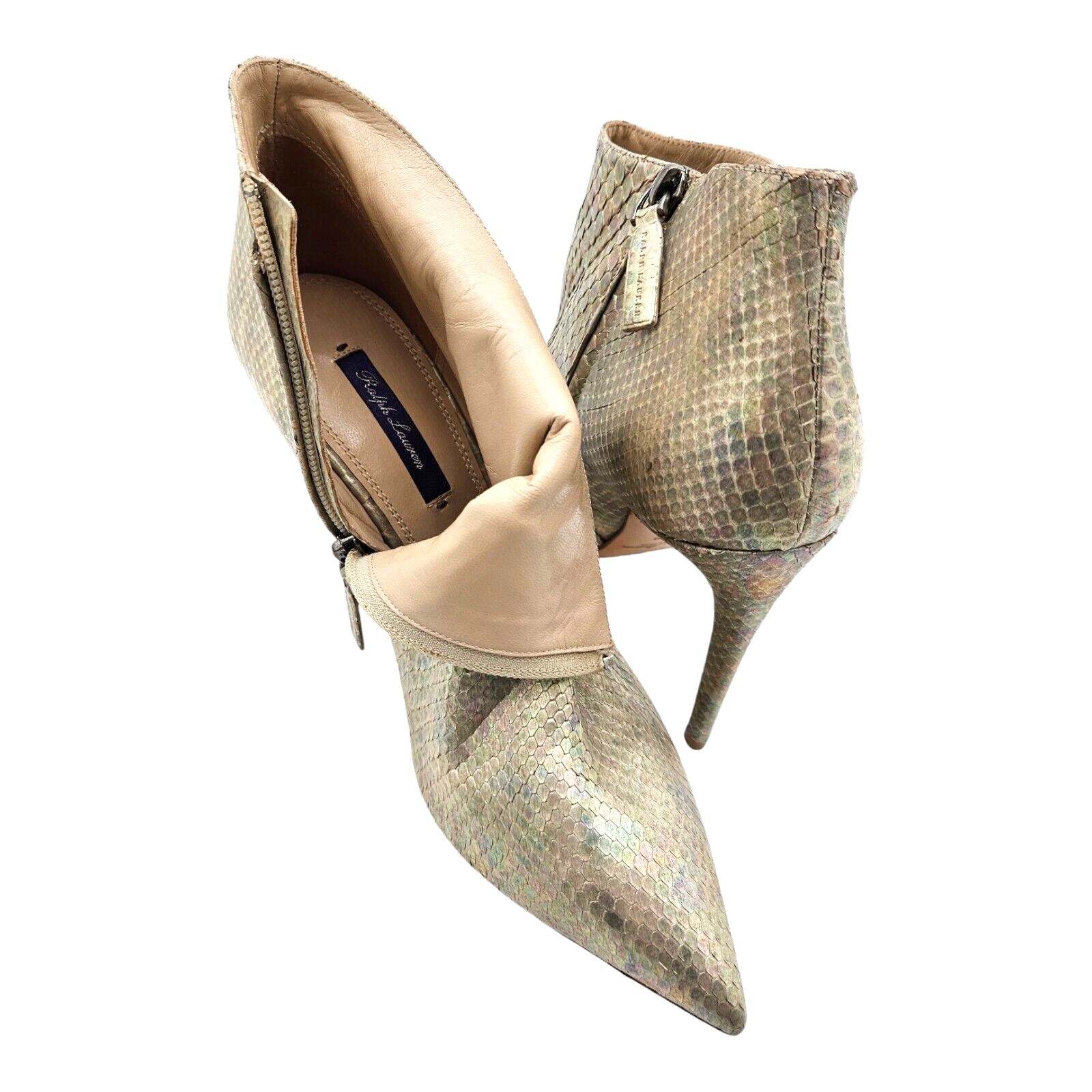 RALPH LAUREN PURPLE LABEL - Glossy Rainbow Python Skin Booties Pumps, US Size 9 image 8