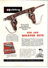 1957 PAPER AD Hubley Toy Cap Gun Guns Holster Cowboy Sets Colortone