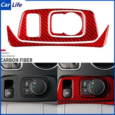 3Pcs Red Carbon Fiber Multimedia Knob Panel Cover For Chevrolet Traverse 2018-23