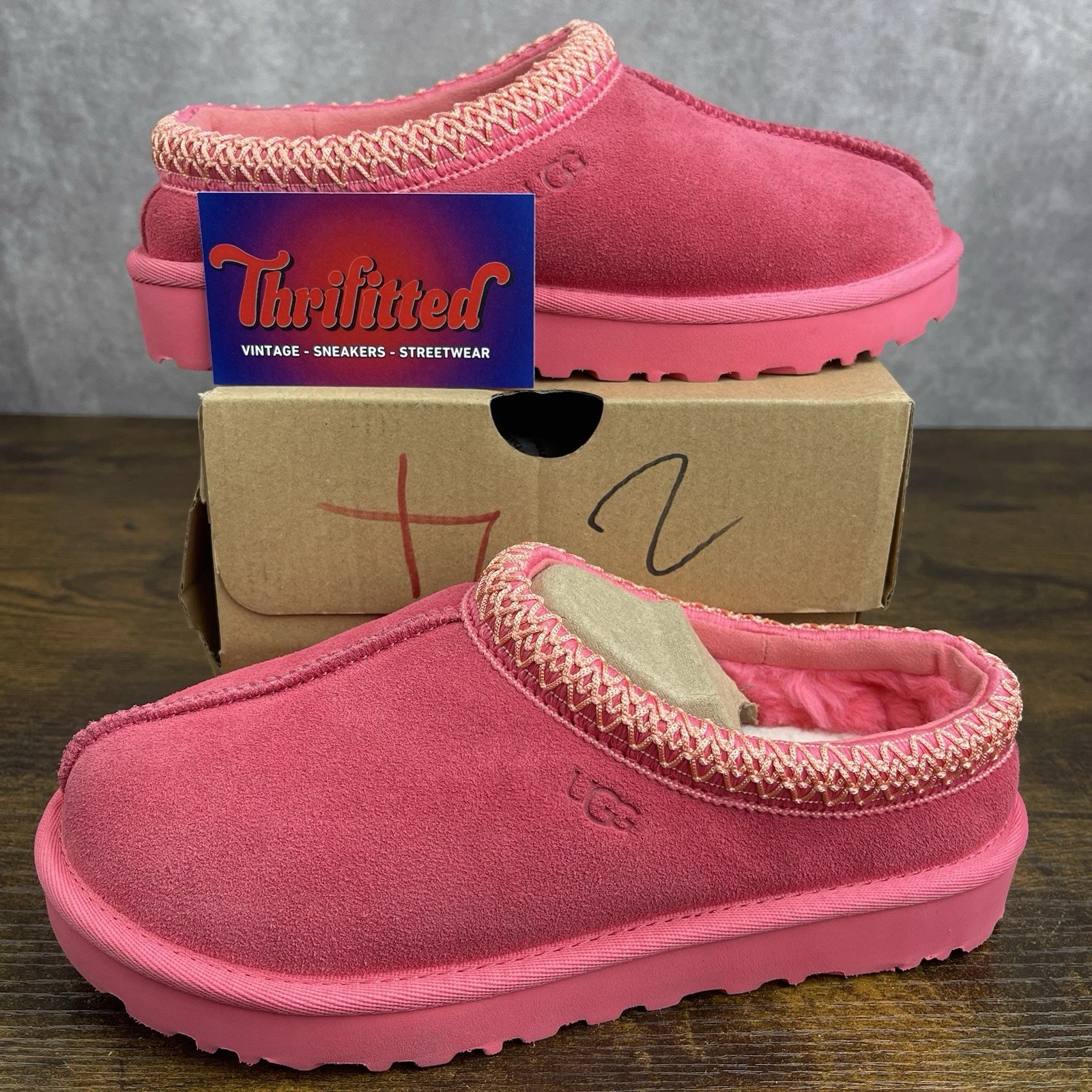 NUOVO UGG Tasman Slipper Pink Glow taglia 6W mocassino slip on da donna 5955 PGW Rose OG