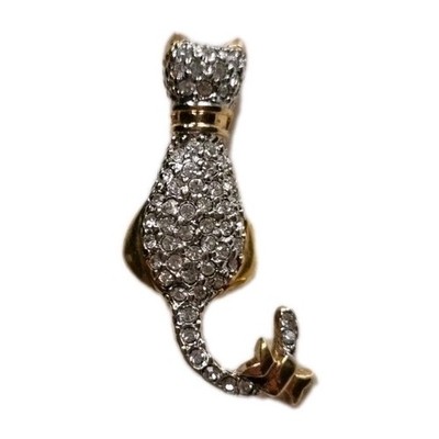 Bulter & Wilson funkelnde Katze Brosche Schleife am Schwanz