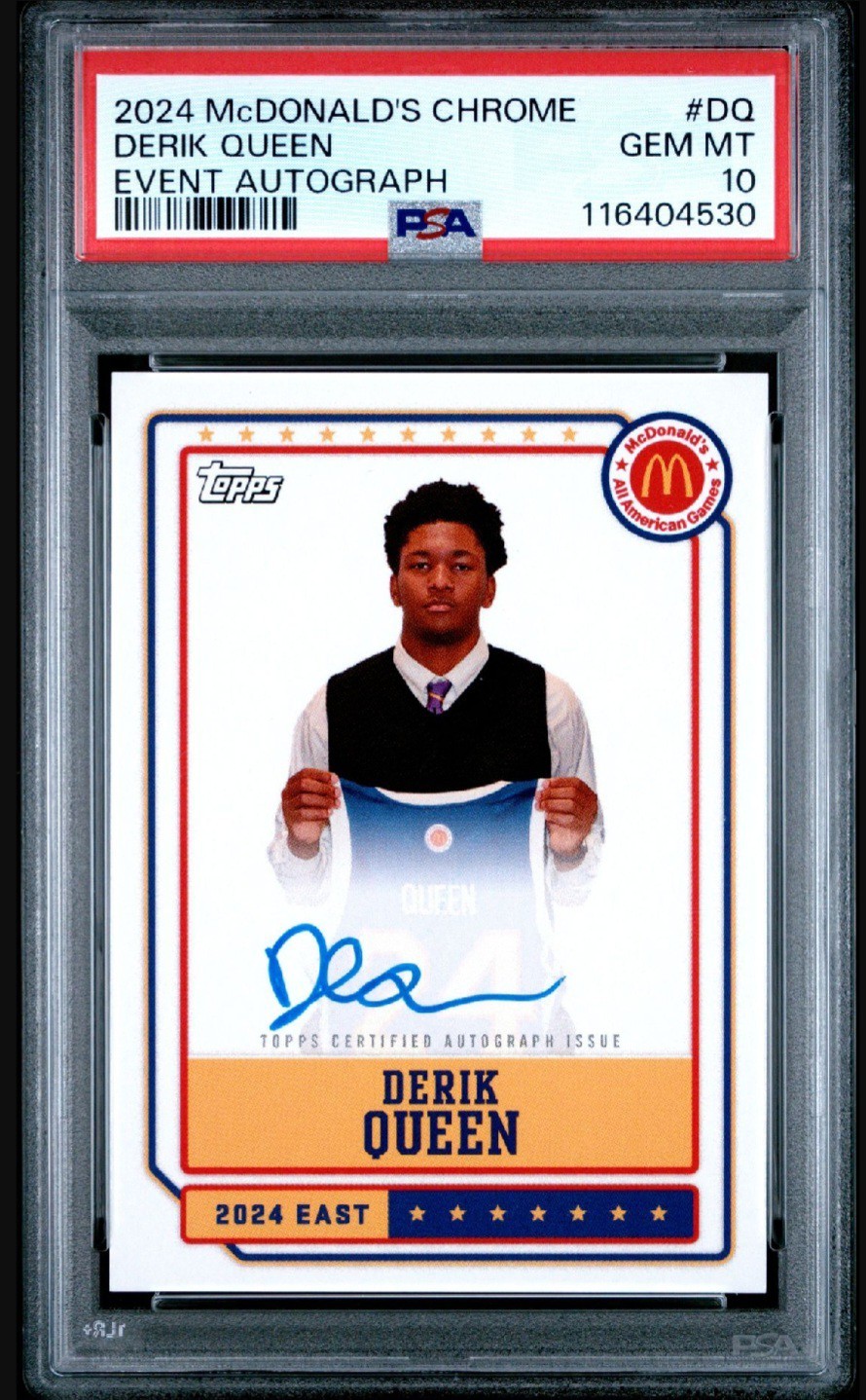 PSA 10 - DERIK QUEEN Auto 2024 Topps McDonalds AA Chrome Event McDonald's Rookie
