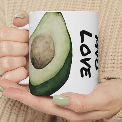 New Avo Avocado Love Veggie Lover Kitchen Decor Funny Coffee Gift Ceramic Mug
