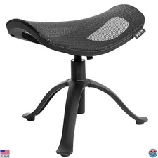 VIVO Adjustable Height Under Desk Ottoman Foot Stool - Black Elevated Leg Rest