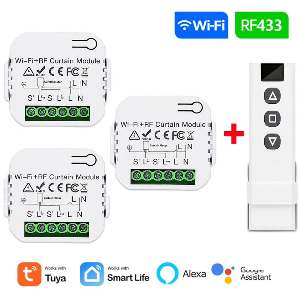 Funk Jalousie Vorhang Schalter Rolladenschalter Curtain Switch RF Fernbedienung - Bild 3 von 4