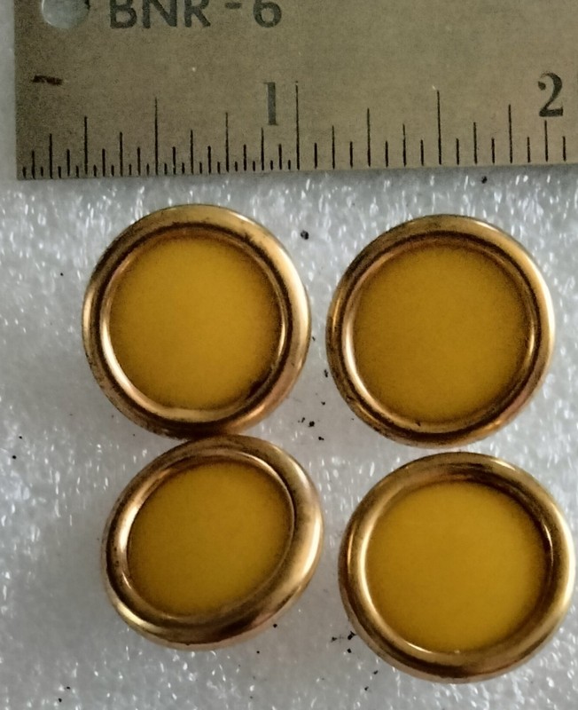 Vintage Butterscotch & Amber Plastic Shank Buttons Set of 4 Mid Century 7/8"