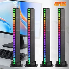 1/2/4X Car LED Sound Control Light Bar RGB Ambient Pickup Music Rhythm Lamp USB