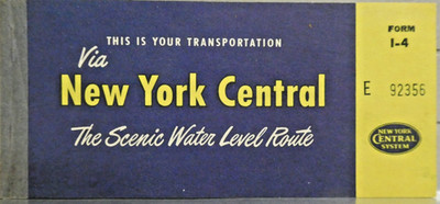 CDS Railroad Ticket New York Central