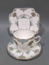 Royal Grafton Bone China Art Deco Tea Cup, Saucer & Plate Trio