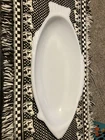 Vintage 18" GLASBAKE MILK GLASS FISH PLATTER Serving Baking Dish Tray #4141