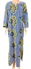 Vintage African Ankara Wax Print Caftan Maxi Dress Cotton Handmade Pockets M