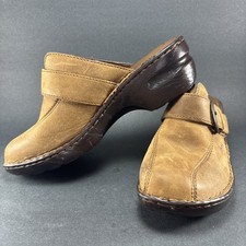 b.o.c. Born Concept Brown Womens Size 9, Euro 40.5, Leather Buckle Clogs Mules