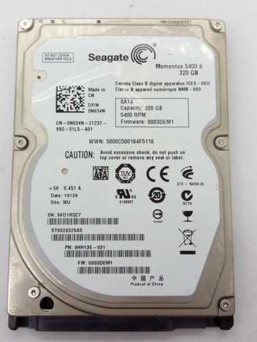 SEAGATE ***ST9320325AS***320GB *** SATA HDD Notebook 2,5 Zoll #NFP1752