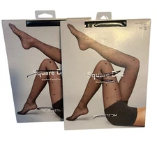 Nordstrom 2 pair of Square Dot Comfort Control Top Tights Black Size C Denier 20