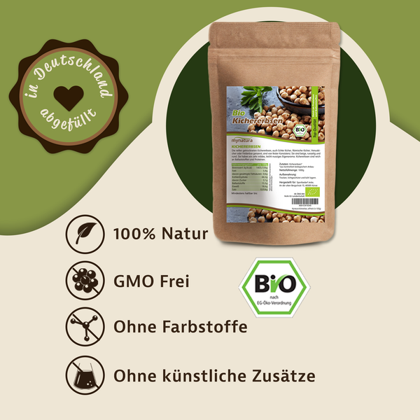 Mynatura Bio Kichererbsen Ganz 1000G Chickpeas Kichererbse Kochen Snack Erbsen-image