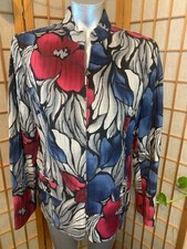 ALFRED DUNNER Red, Blue, Gray Floral Zip Front Blazer Jacket  sz 10