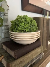VINTAGE set of 4 stained SCIO RANSOM off white scalloped bowls 